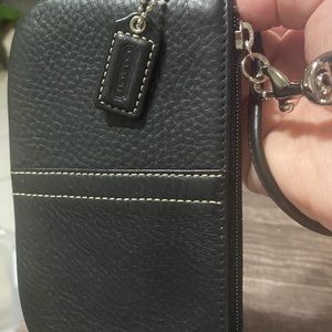 Small black leather Coach clutch